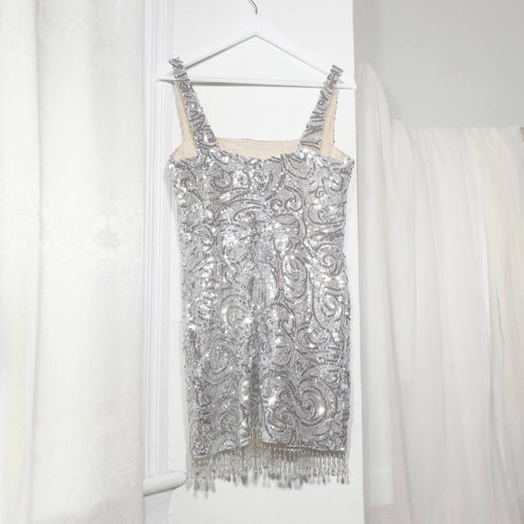 Silver sequin dress [ L ] beaded tangles - Picture 2 of 4